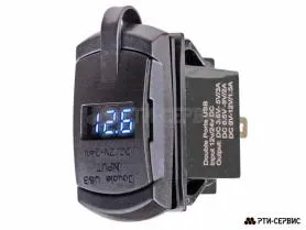 Универсальное зарядное устройство, вольтметр 12-24В, 2 USB (QC3.0) LED - фото 1