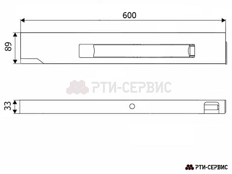 Замок борта алюминиевый 600 мм (левый) с заглушкой (ручка нержавейка) - фото 3